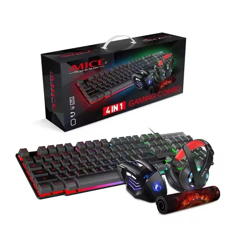IMICE GK-490 4 in 1 Gaming Keyboard, Mouse, Mouse Pad & Headset Set