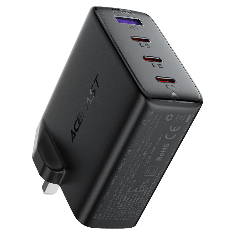 Fast Charge Wall Charger A97 PD100W GaN (3xUSB-C + 1xUSB-A) UK