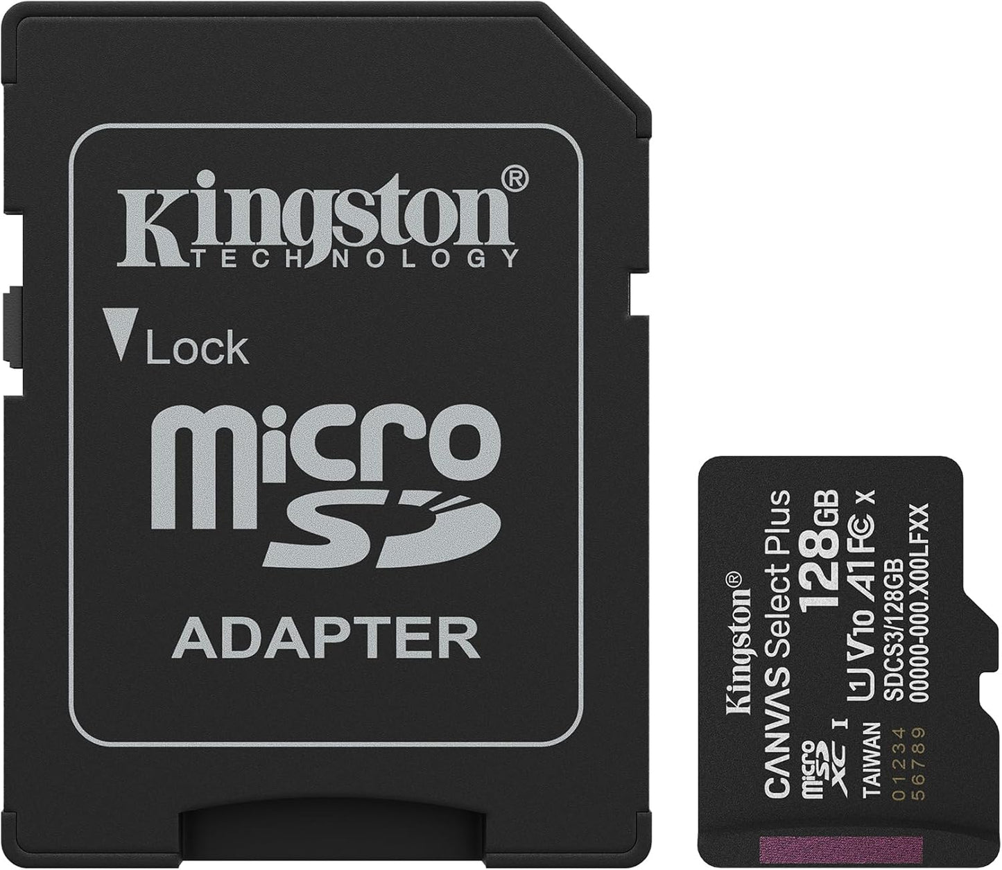 Kingston Canvas Select Plus microSD Memory Card 128GB microSDXC Gen3 150MB/s A1 Card + Adapter - SDCS3/128GB