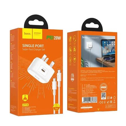 Hoco C91B Founder Single Port PD20W Type-C To C Charger Set
