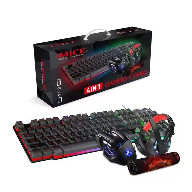 IMICE GK-490 4 in 1 Gaming Keyboard, Mouse, Mouse Pad & Headset Set